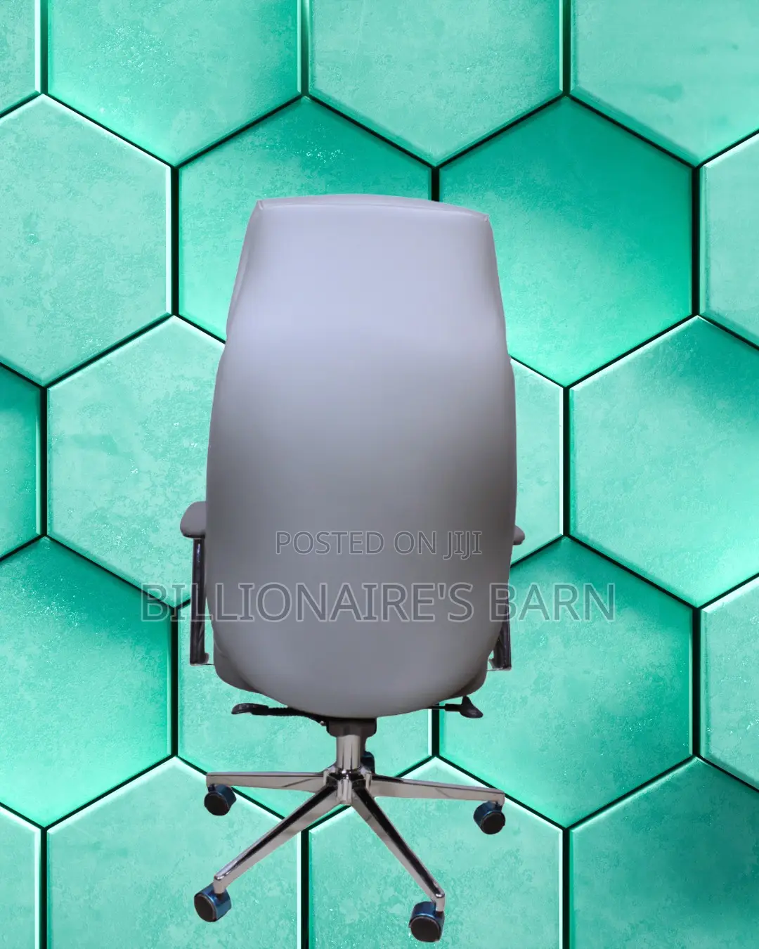 Grey Executive Leather Office Chair — Lumbar Support #257