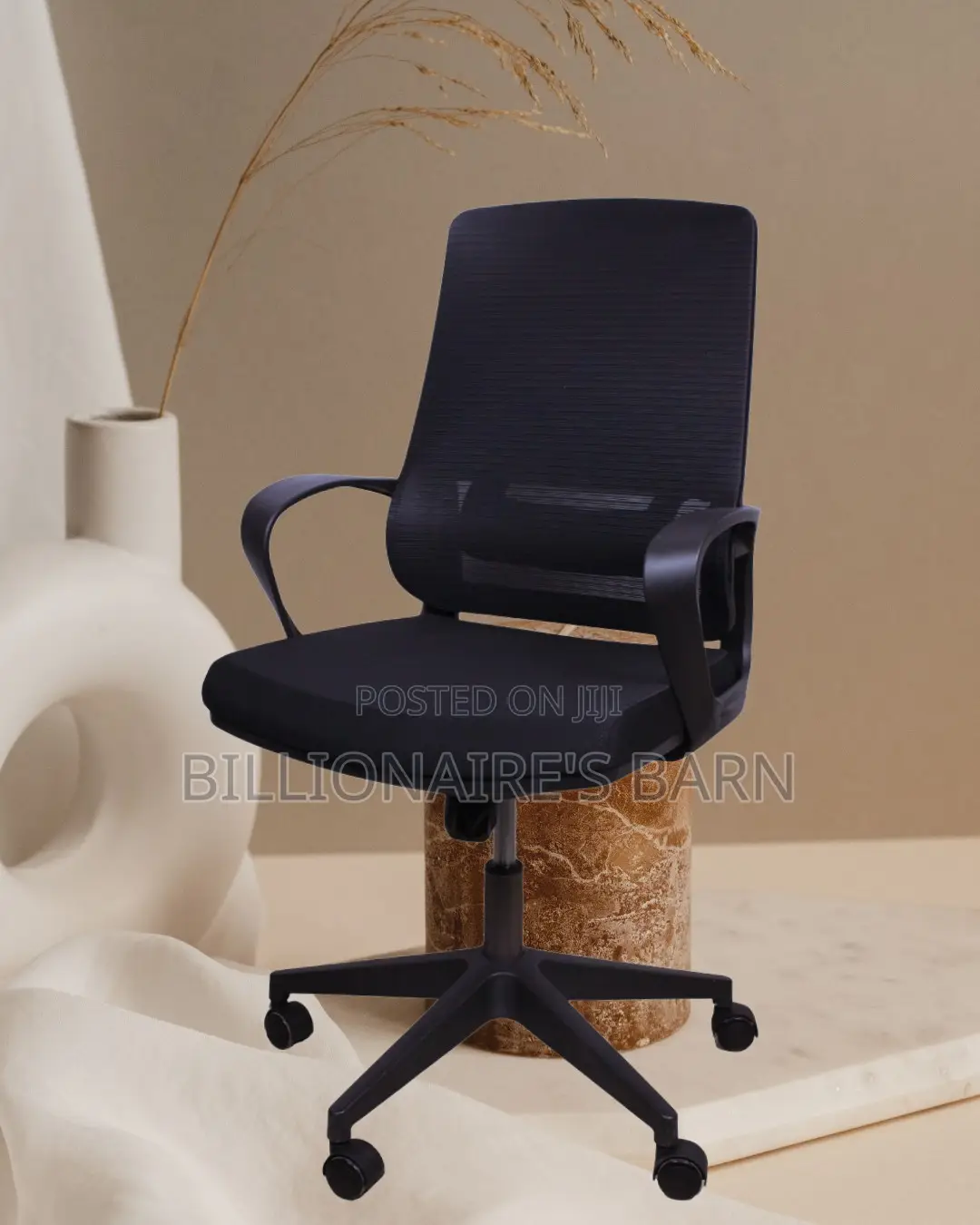 Black Ergonomic Mesh Office Chair | Minimal Headrest Support