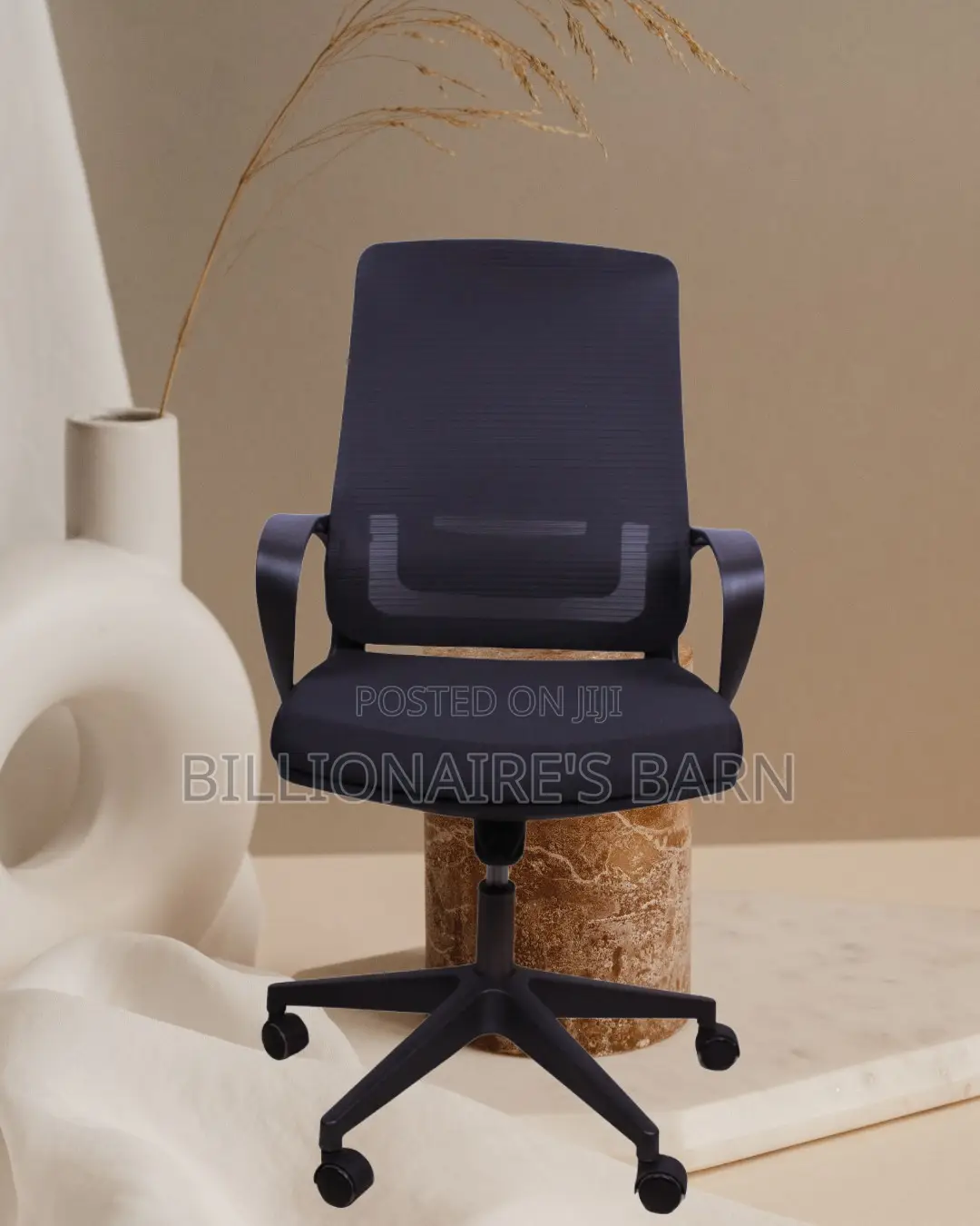 Black Ergonomic Mesh Office Chair | Minimal Headrest Support