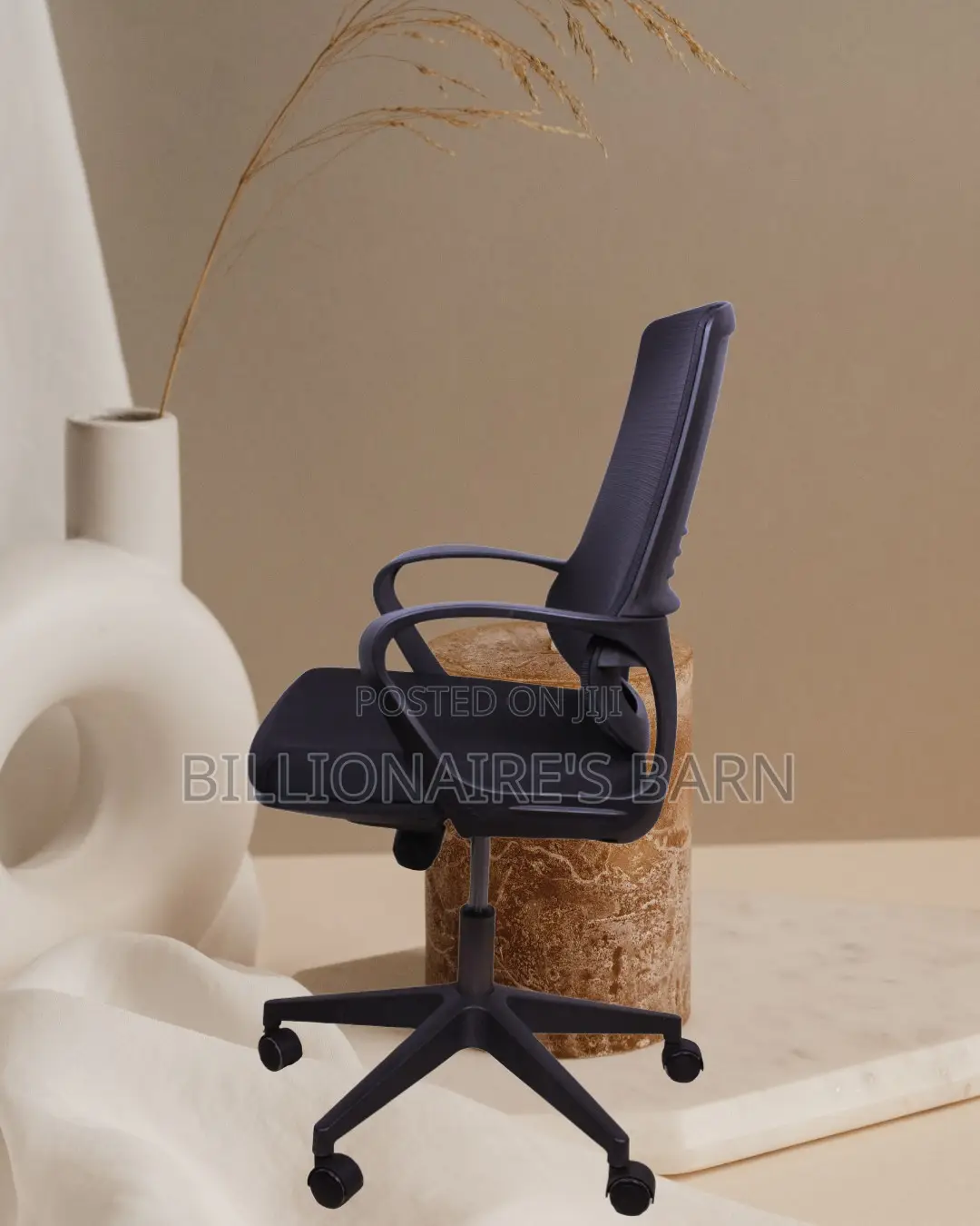 Black Ergonomic Mesh Office Chair | Minimal Headrest Support