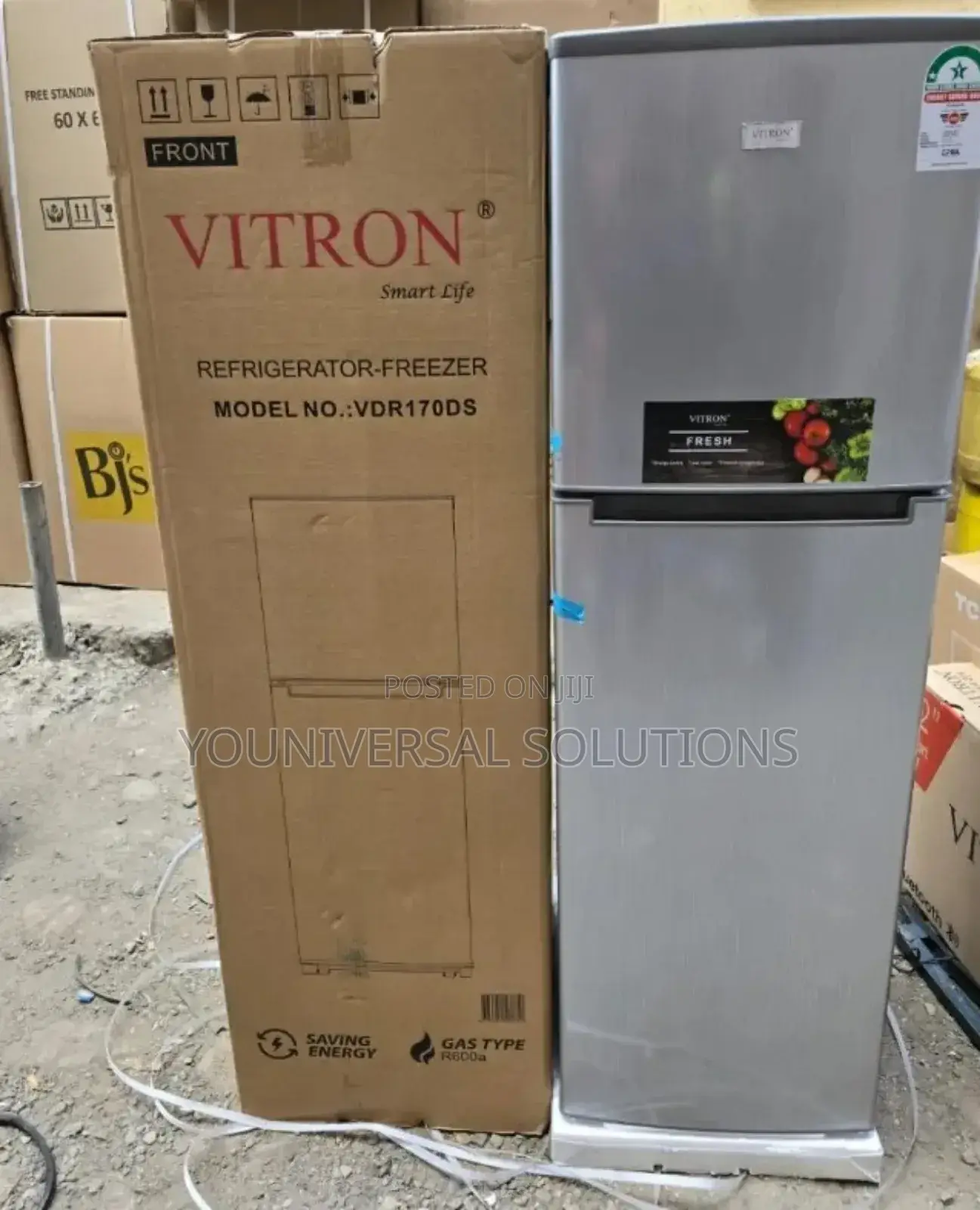 170 Liters Double Door Vitron Fridge - Silver Hairline
