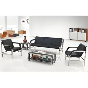 Office Sofa; 5-Seater Leather Reception Sofa for Office Waiting Area