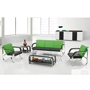 Office Sofa; 5-Seater Leather Reception Sofa for Office Waiting Area