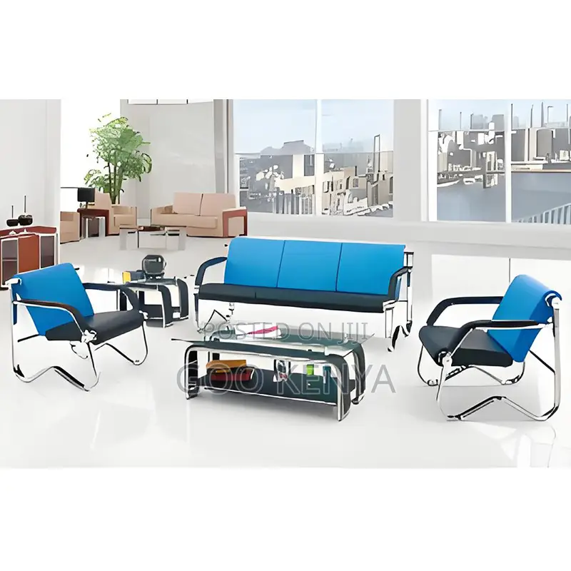 Office Sofa; 5-Seater Leather Reception Sofa for Office Waiting Area