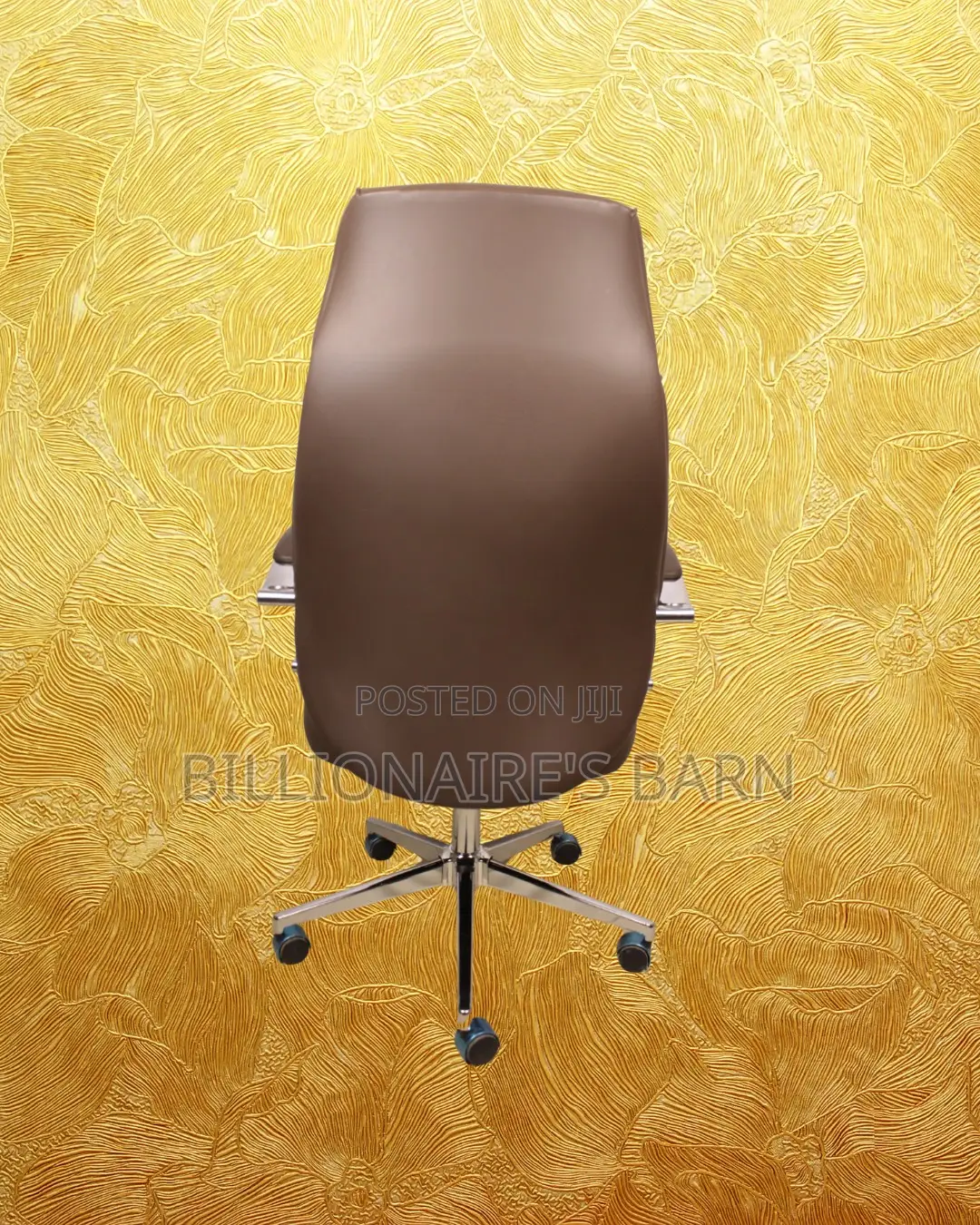 Brown Executive Leather Office Chair (Space-Saving)