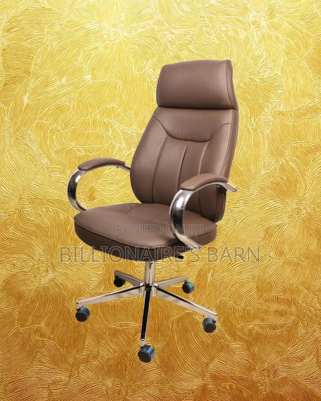 Brown Executive Leather Office Chair (Space-Saving)