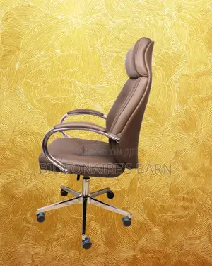 Brown Executive Leather Office Chair (Space-Saving)