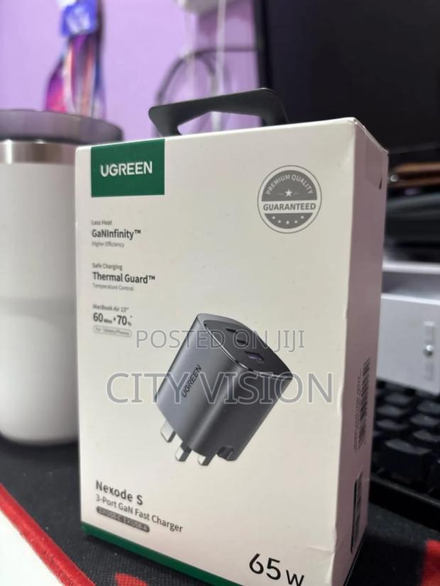 Ugreen Encode Pro 65w 3-Port Gan Fast Charger Uk + 1.5m 100w Cable - main view