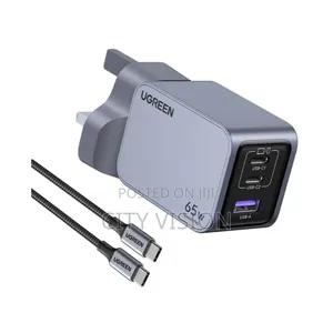 Ugreen Encode Pro 65w 3-Port Gan Fast Charger Uk + 1.5m 100w Cable