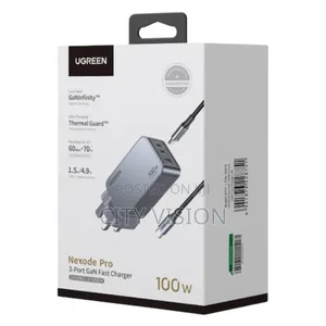 Ugreen Nexode Pro 100w 3-Port Gan Fast Charger Uk + 1.5m 100w Cable