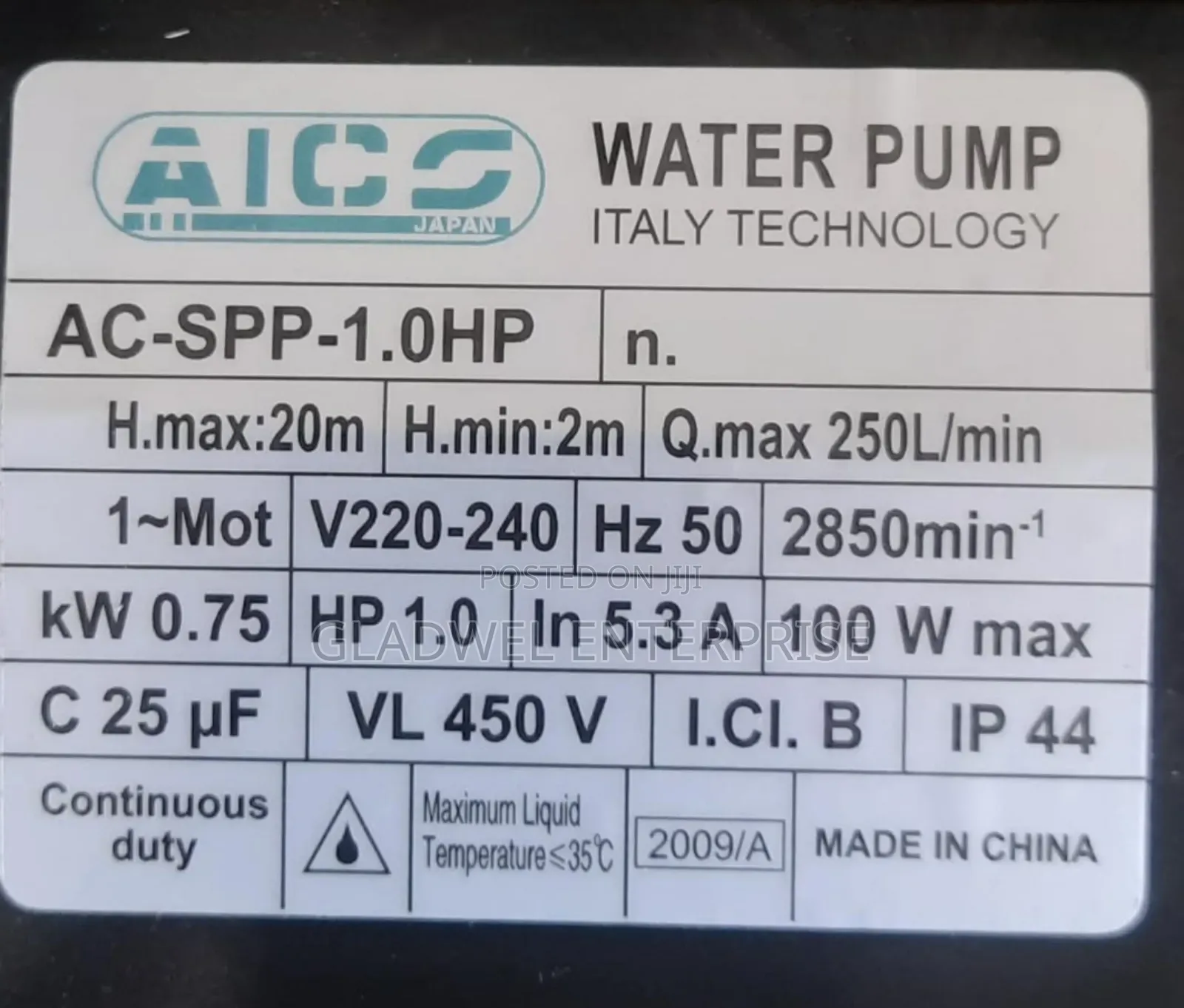 Aico Japan Swimming Pool Pump 1hp 20m H.Max