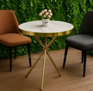 Home Furniture; Elegant Gold Frame Dining Table With Modern Style