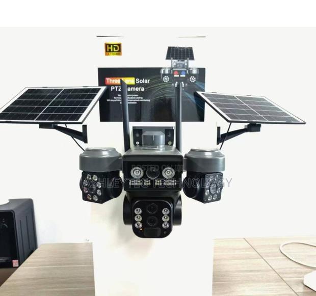V380- Pro Three-Lens Solar PTZ Camera With Led Floodlight