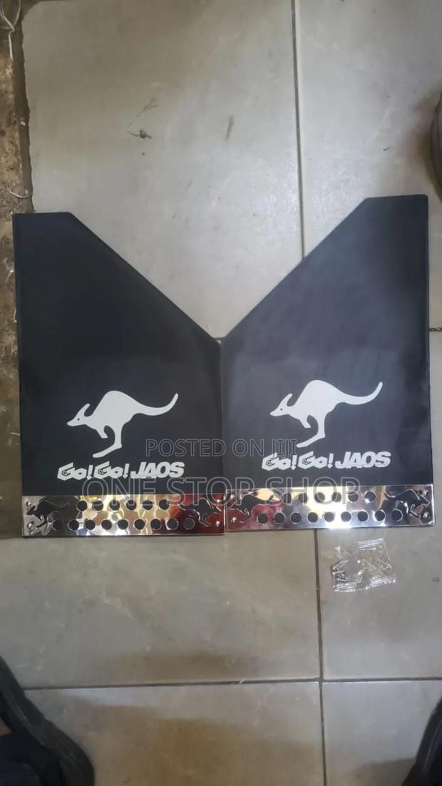 4pcs Jaos Branded Black Mudflaps With Chrome Bidding - main view