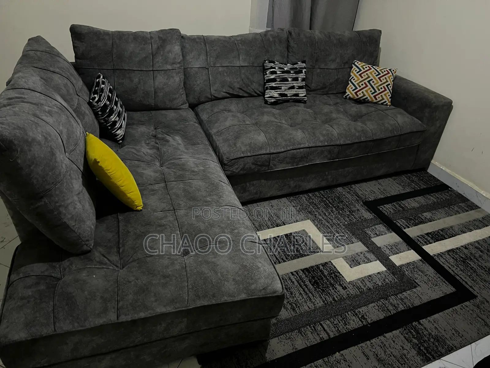 L-Shaped Sofa, Spring Cushions