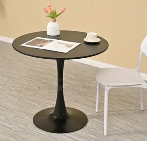 Office Furniture; Modern Black Pedestal Dining Table With Sleek Design