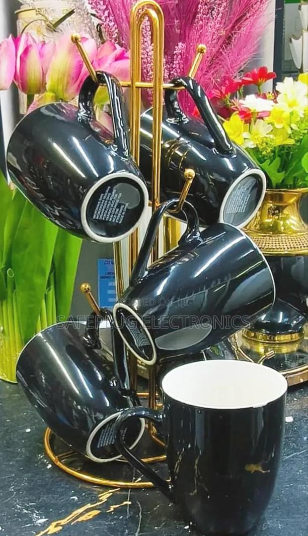 Elegant 6-Piece Black Coffee/ Tea Mugs Set - main view
