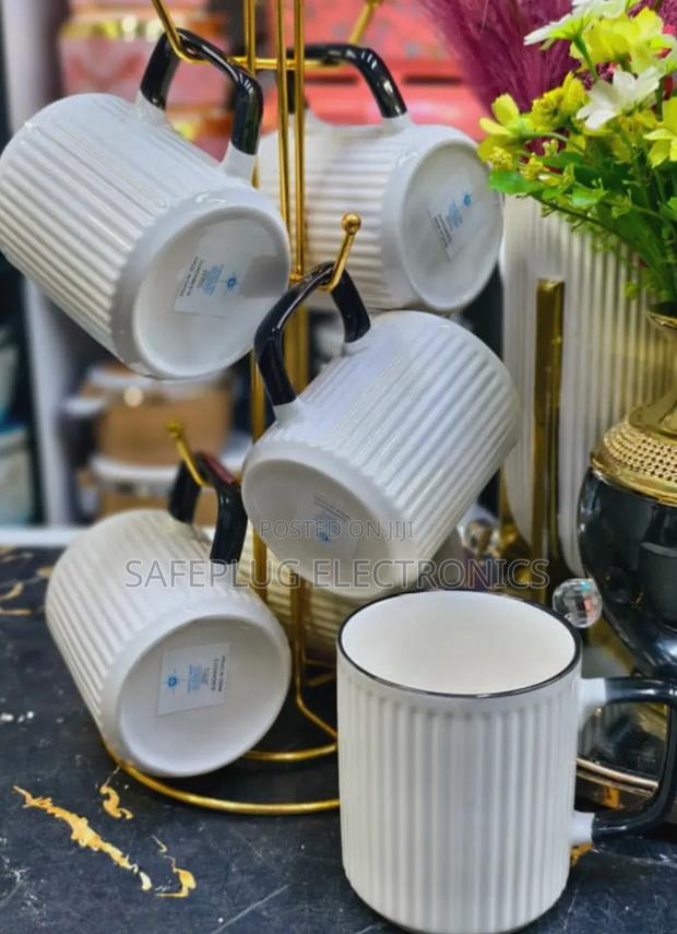 Concise Ceramic Tea Mugs - 6 Pieces - main view