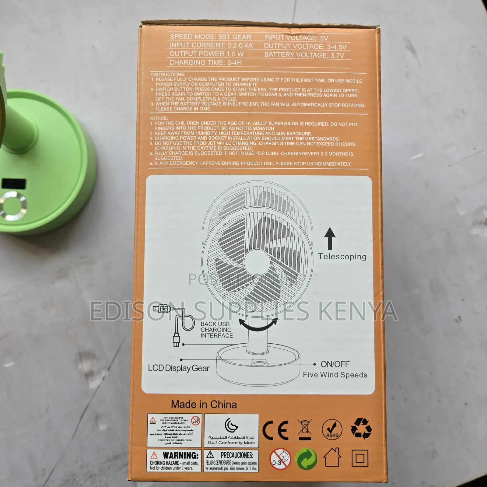 Desk Fan Oscillating Rechargeable Usb Telescopic Fan Table Fans