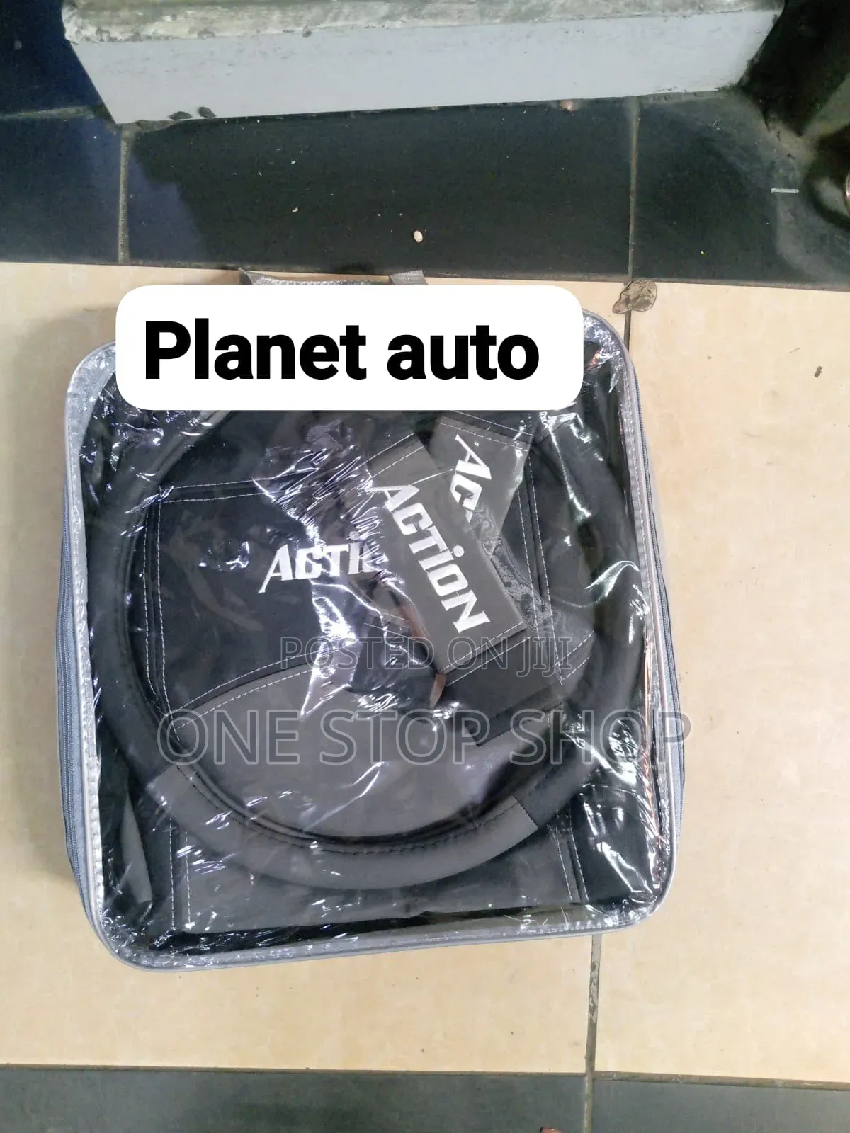 Grey Black Synthetic Leather Seat Top Cover