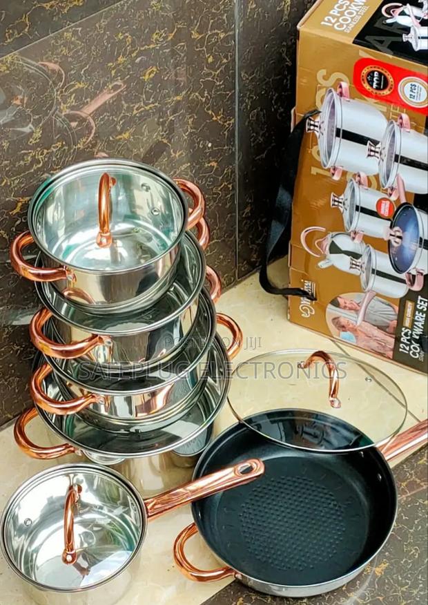 Yemitai 12pcs Stainless Cookware With Glass Lids, High Quality - main view