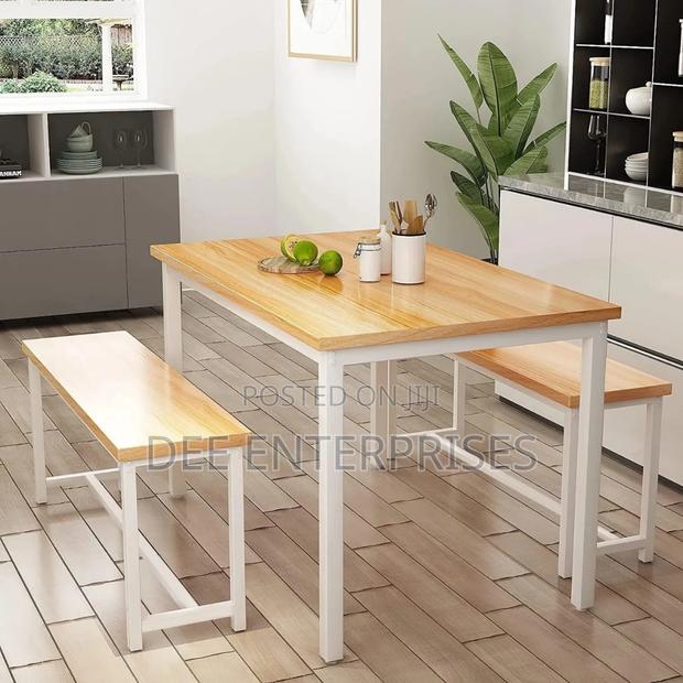 Diego Dining Table Set for 4 With 2 Benches Oak - main view