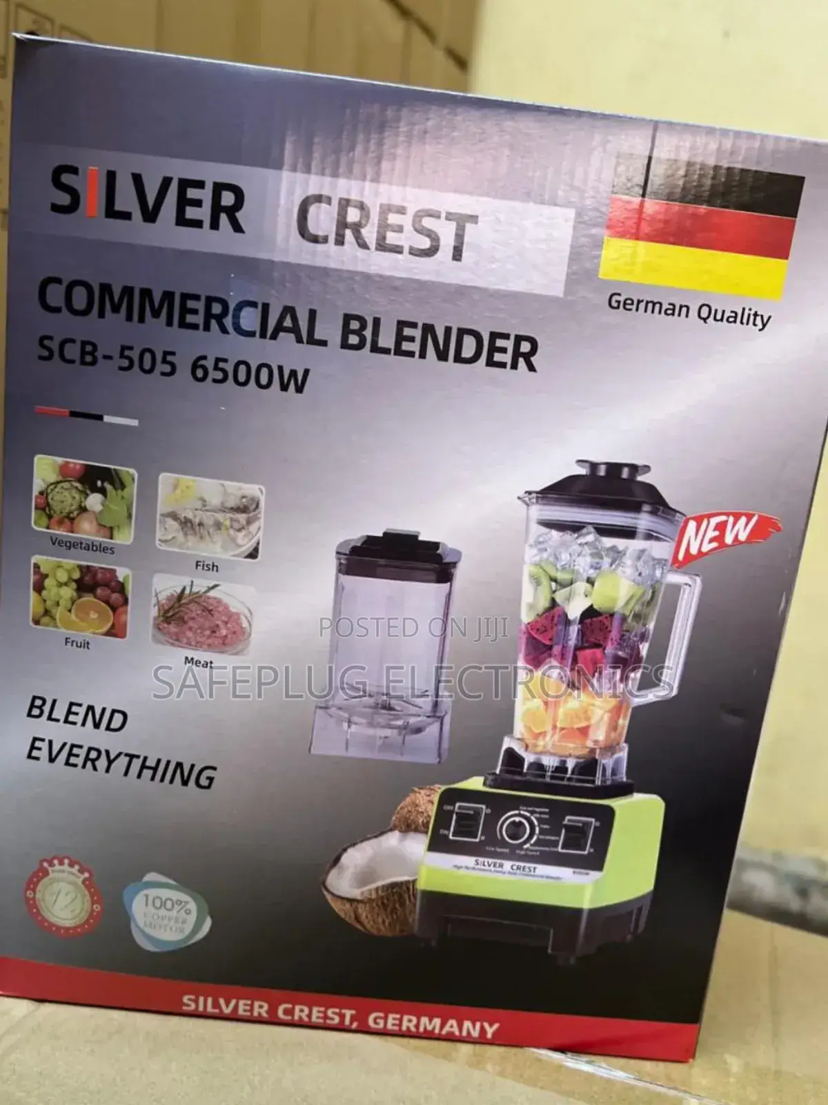 Commercial Blender Silver Crest Pro 6500w Blender + 2 Jars |