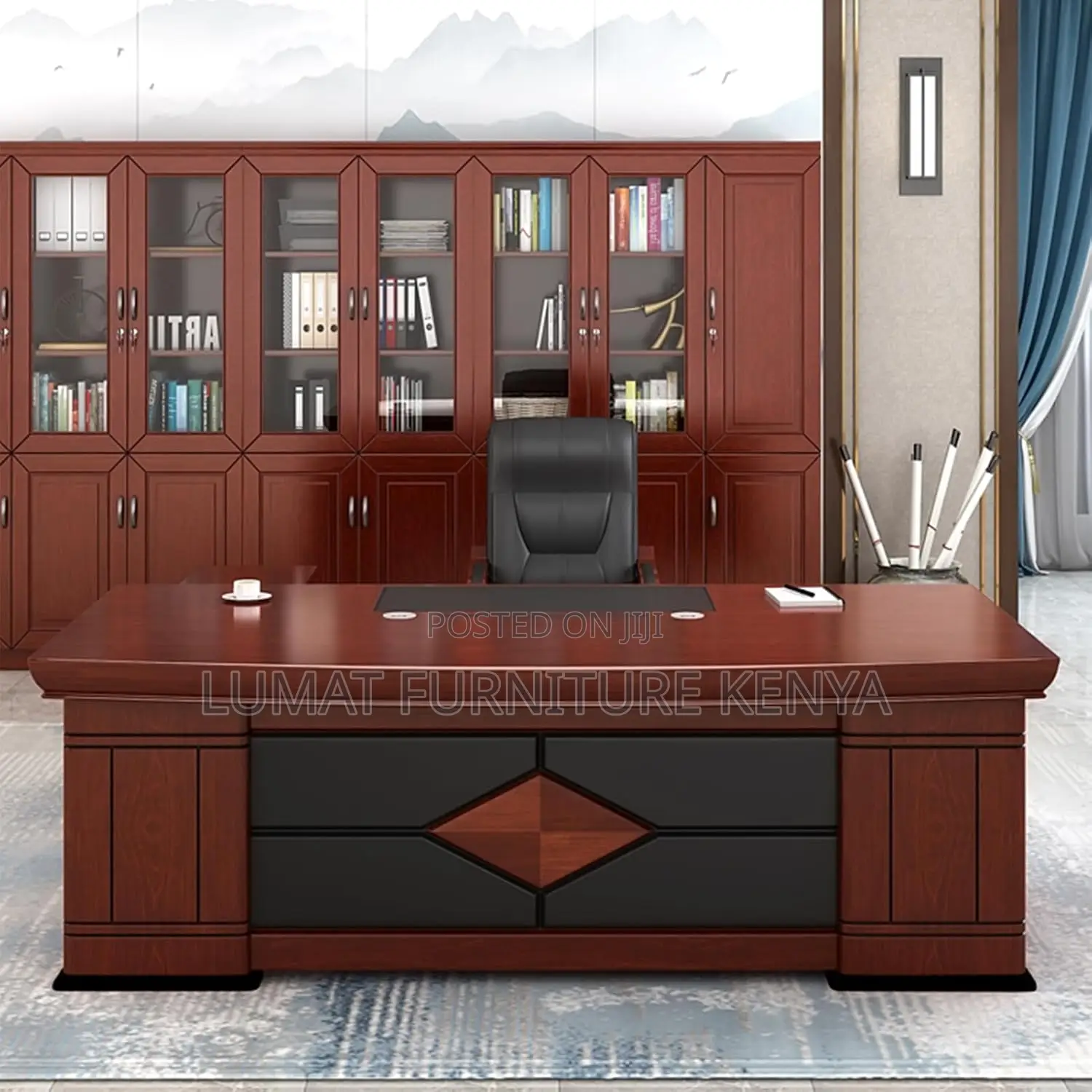 Large Executive Desk – 2 Metres, Mahogany Design