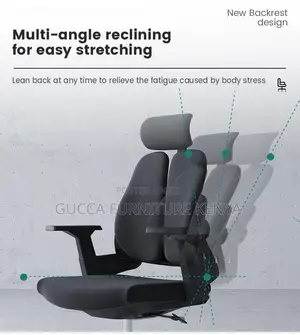 Office Chair: Adjustable Fabric Lumber Executive Desk Chair
