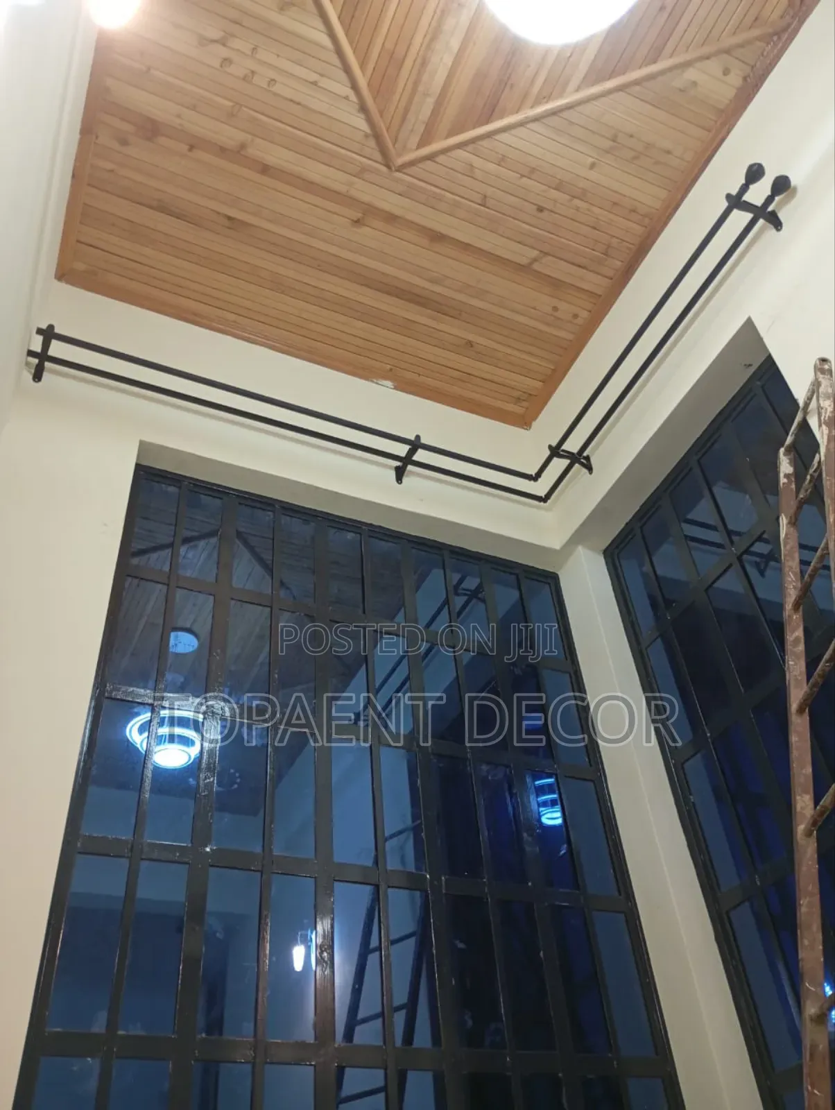 Corner Window Powder Coated Black Double Curtain Rod