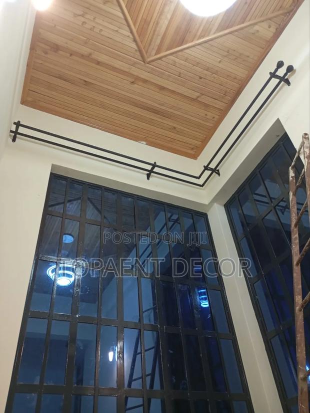 Corner Window Powder Coated Black Double Curtain Rod