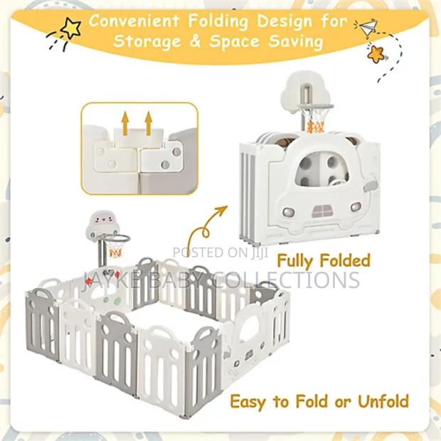 14 Panels Foldable Baby Playpen With Hoop - thumbnail 4