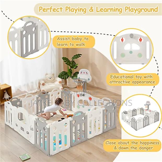 14 Panels Foldable Baby Playpen With Hoop - thumbnail 5