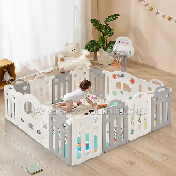 14 Panels Foldable Baby Playpen With Hoop - thumbnail 6