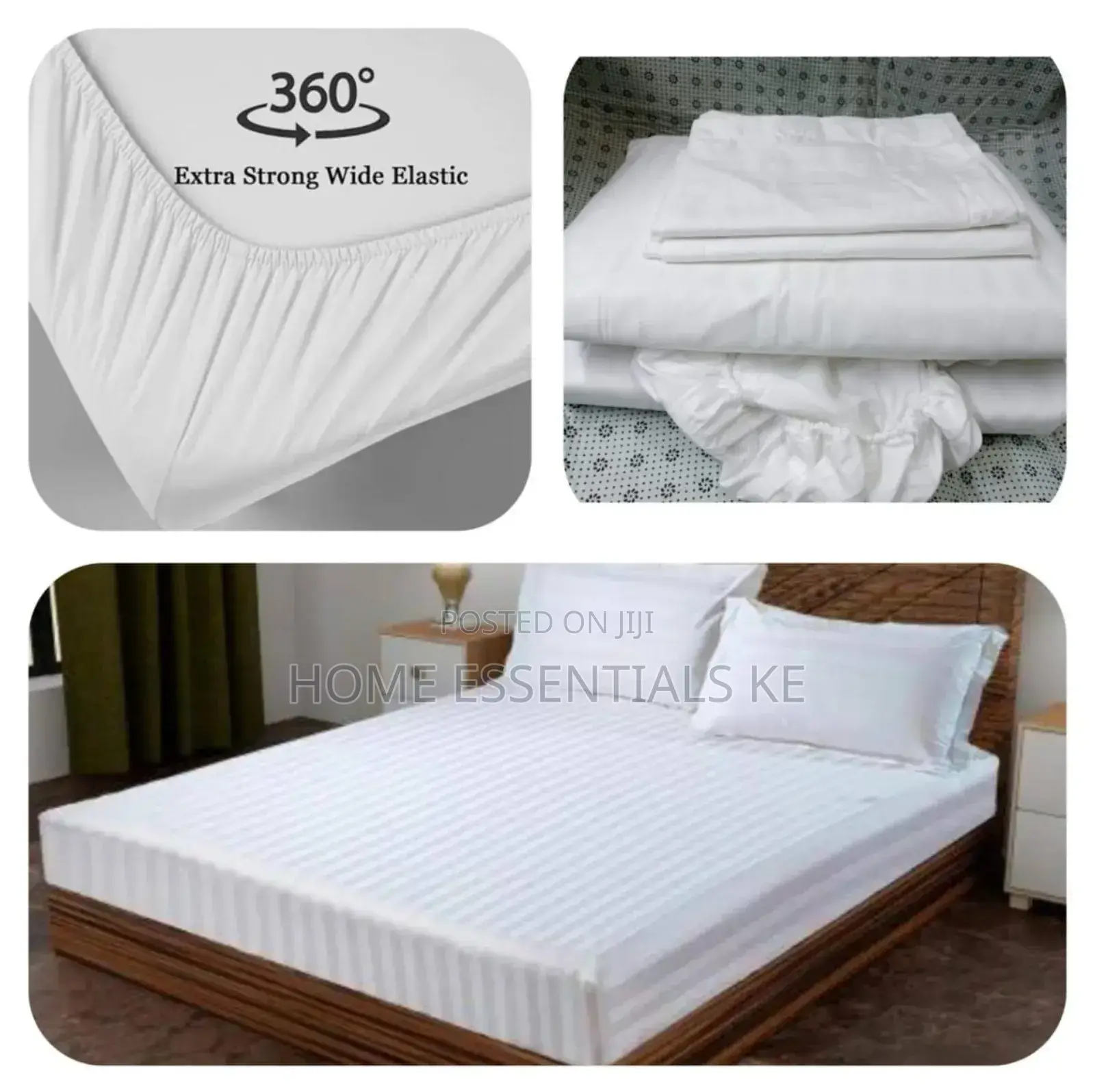 6x6 Striped Bedsheet Sets 1pc Flat 1pc Fitted)4pcs Pillow Cases