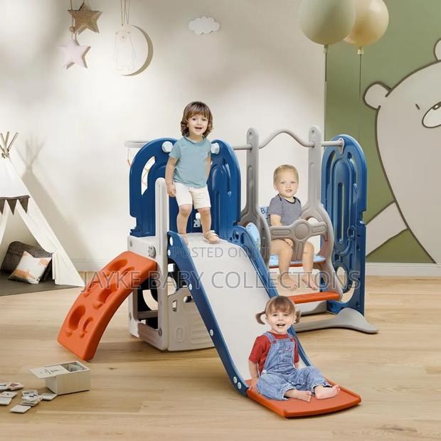 5-in-1 Toddler Slide Swing Set With Basketball Hoop
