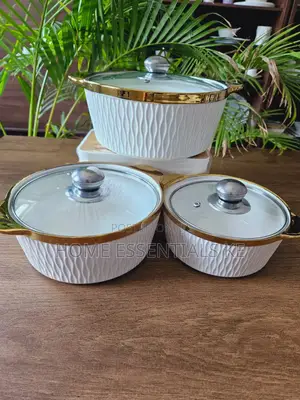 *3pc Set Ceramic Serving Dishes With Glass Cover 3ltrs, 2ltrs 1.5lt