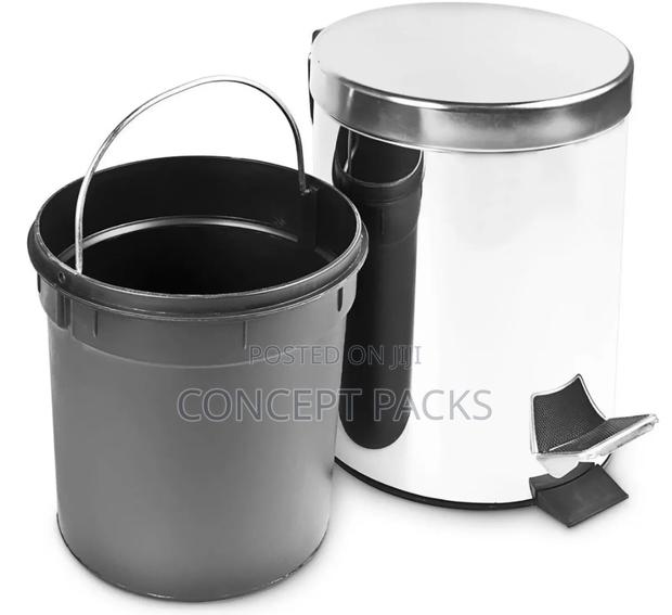 5 Litre Stainless Pedal Bin Height 28.5cm and Diameter 20cm