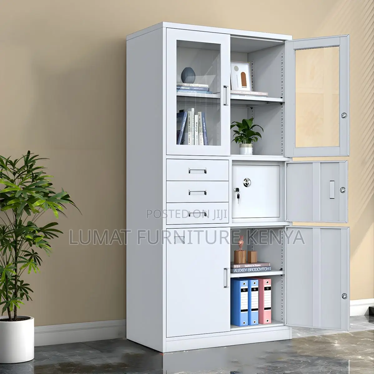 Metallic Office Filing Cabinet With Safe