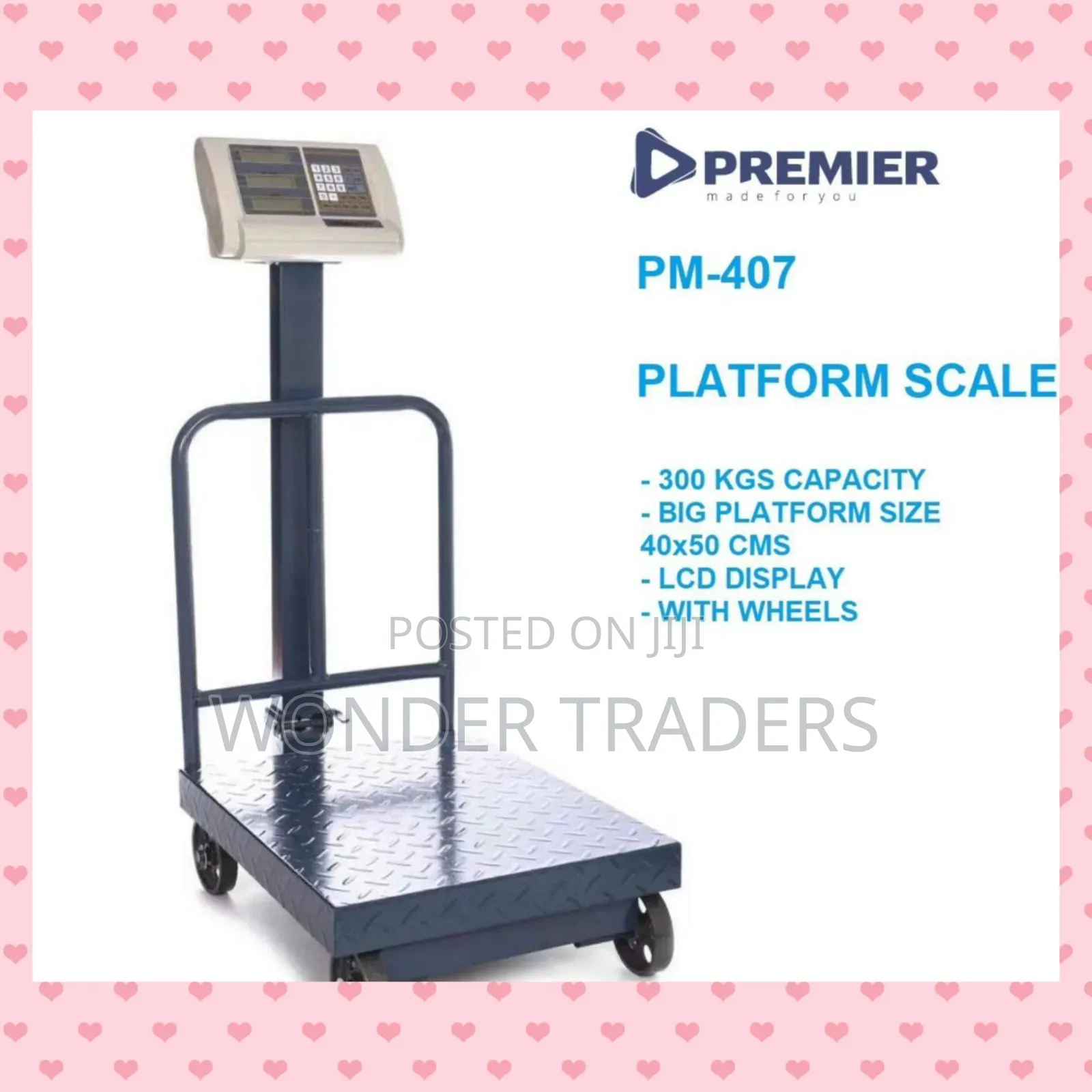 Platform Scale 300kg With LCD Display and Wheels