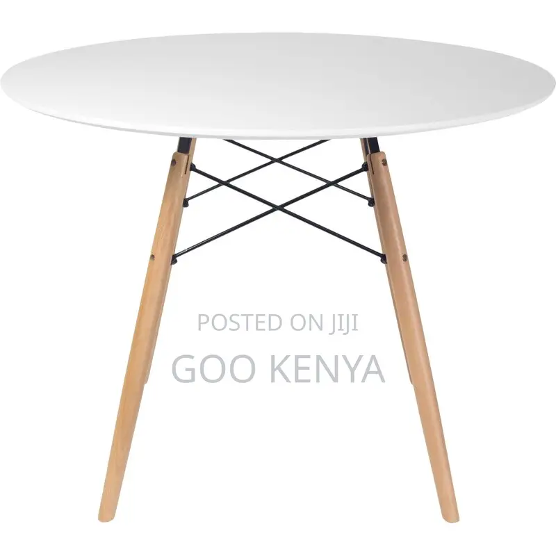 Home Dining Table; White Marble Dining Table With Wood Base