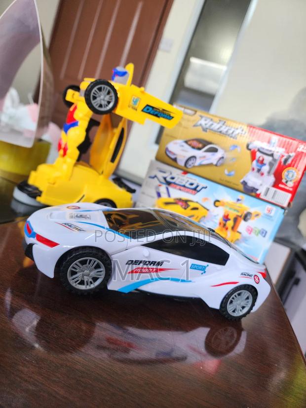 Transformer Toy Cars Yellow and White in Stock - main view