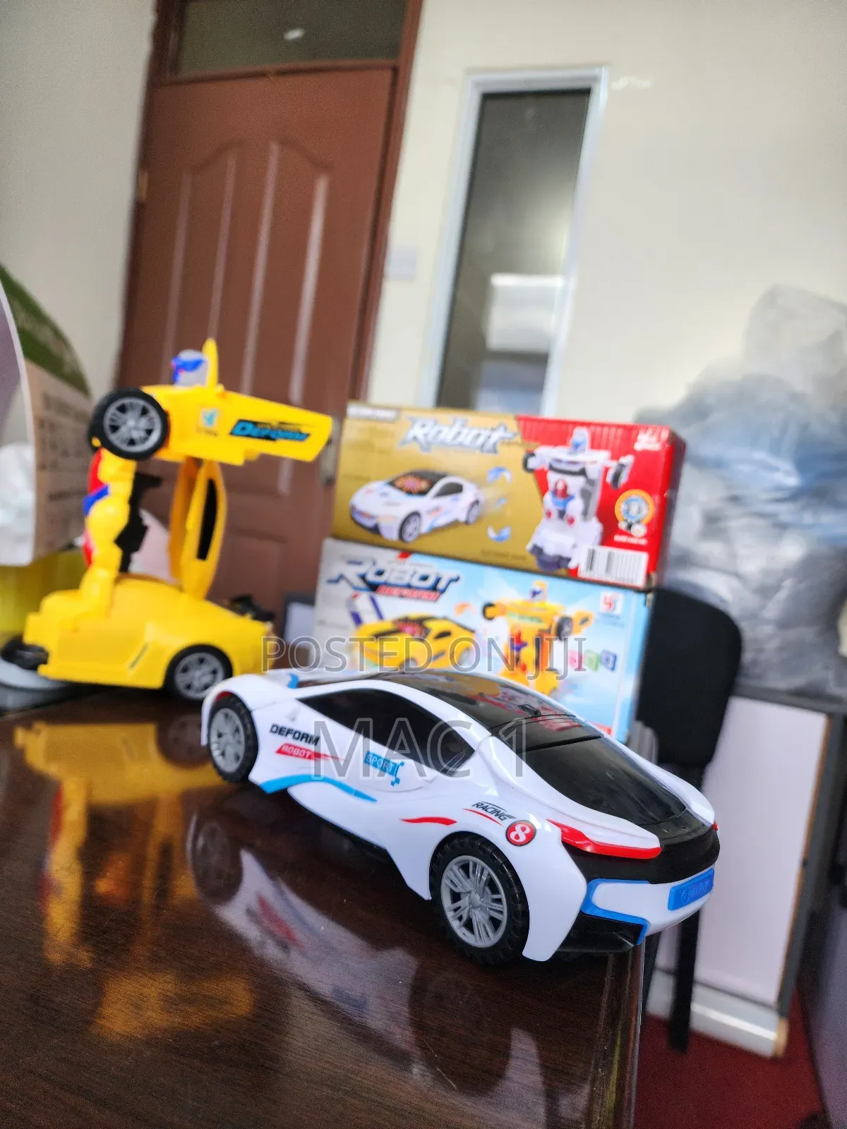 Transformer Toy Cars Yellow and White in Stock