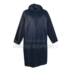 Navy Blue Rain Coat With Buttons
