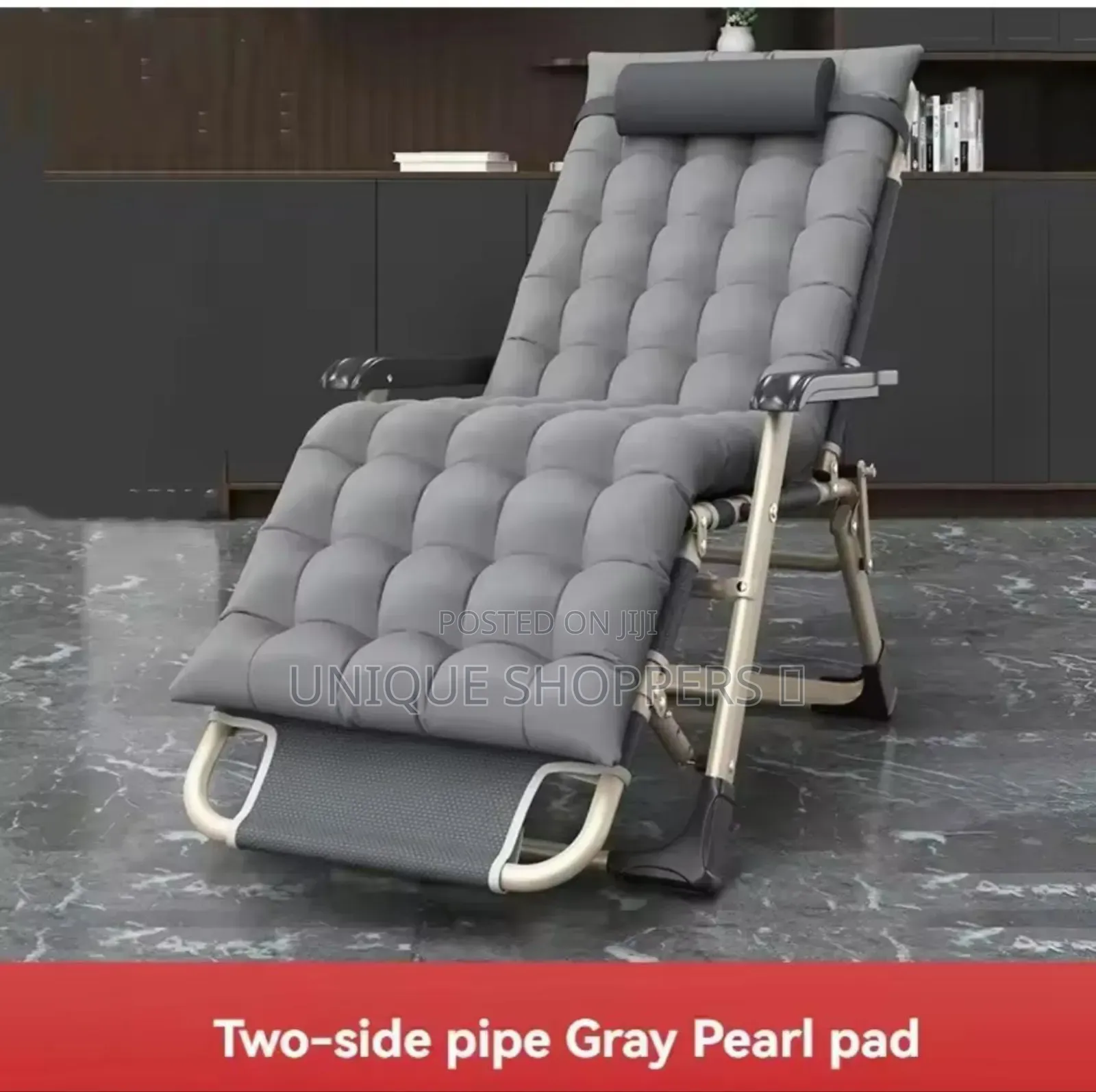 2 in 1 Foldable Chair/Bed With Cushion Colour Gray