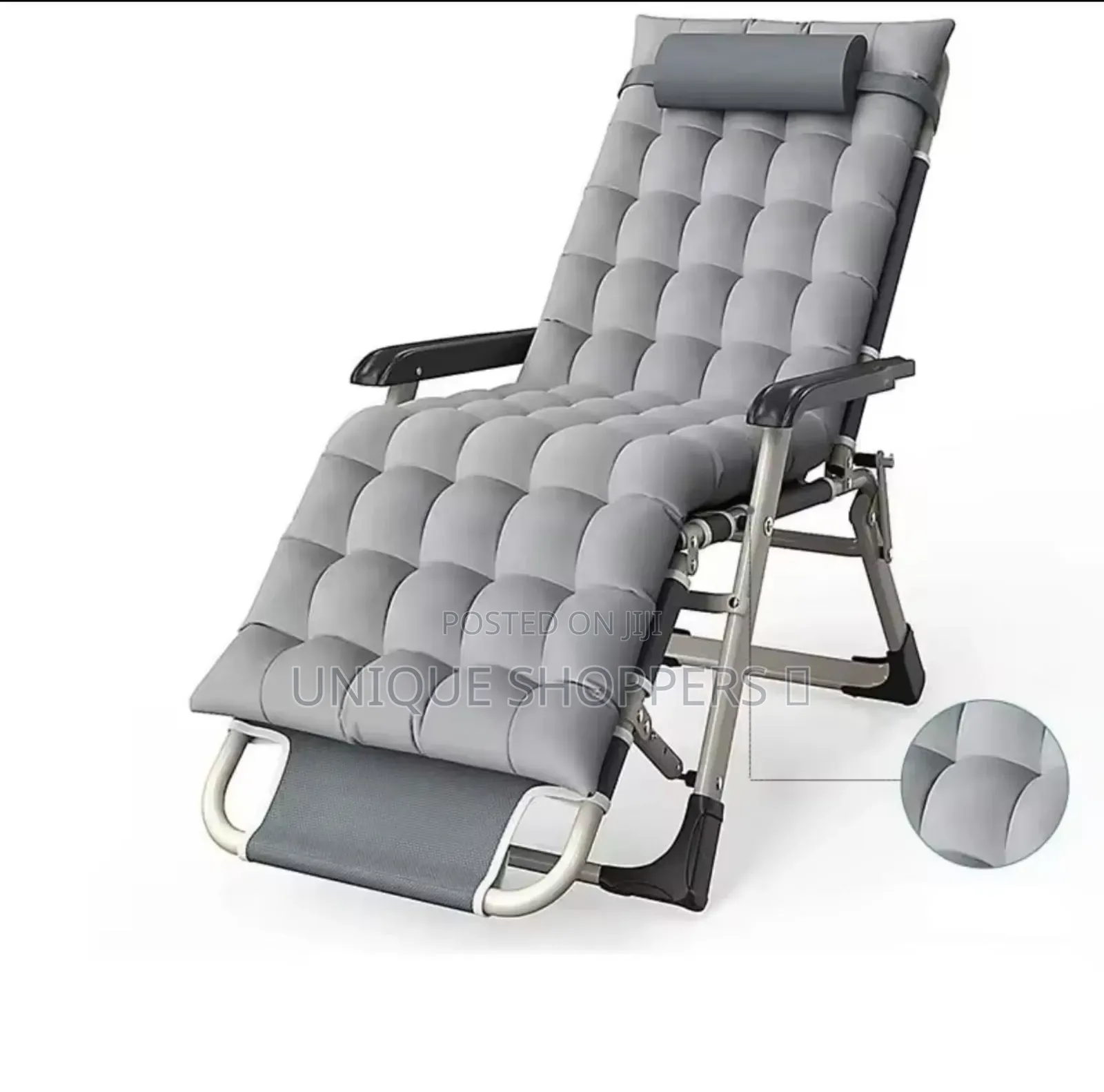2 in 1 Foldable Chair/Bed With Cushion Colour Gray