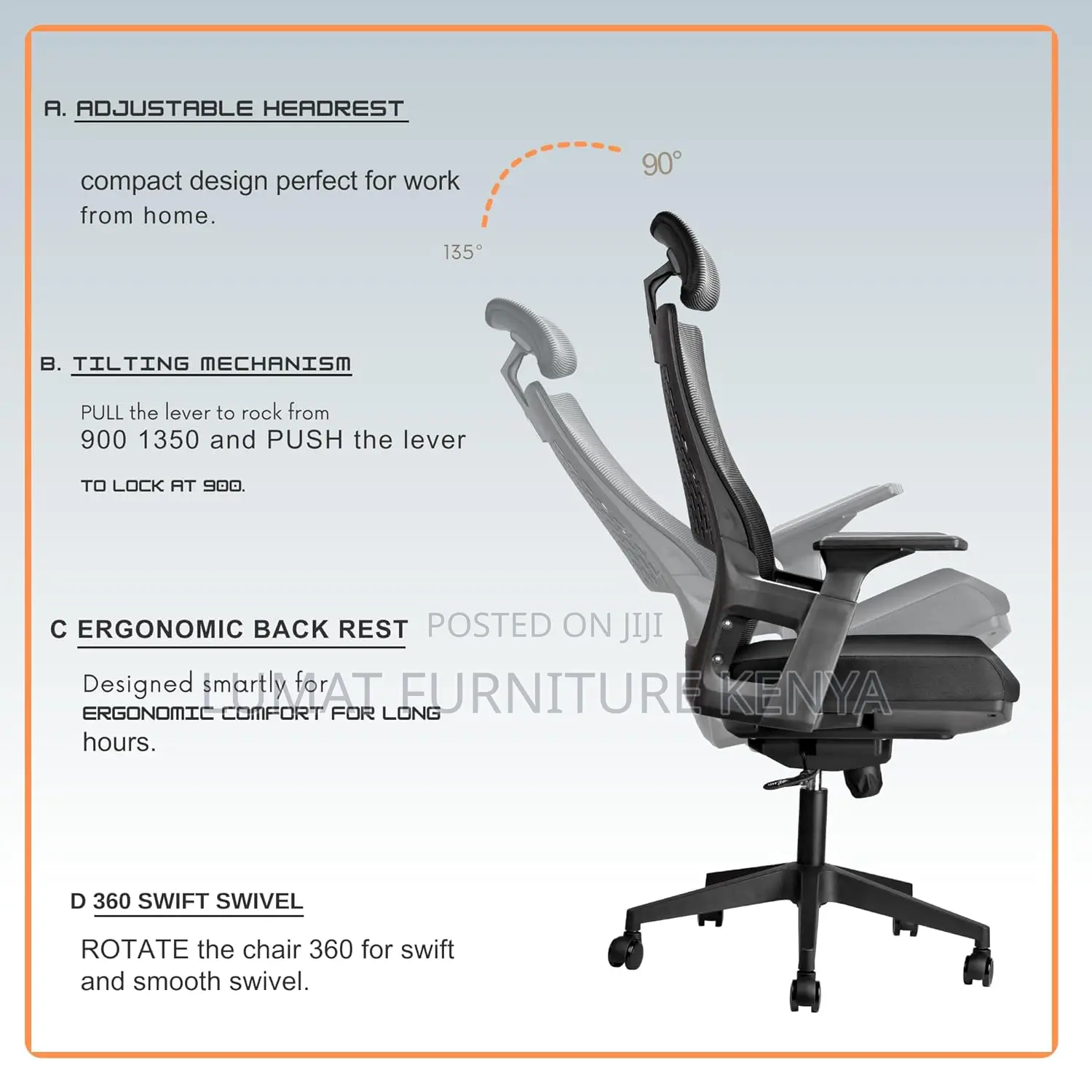 Executive Ergonomic Office Seat – Mesh Finish