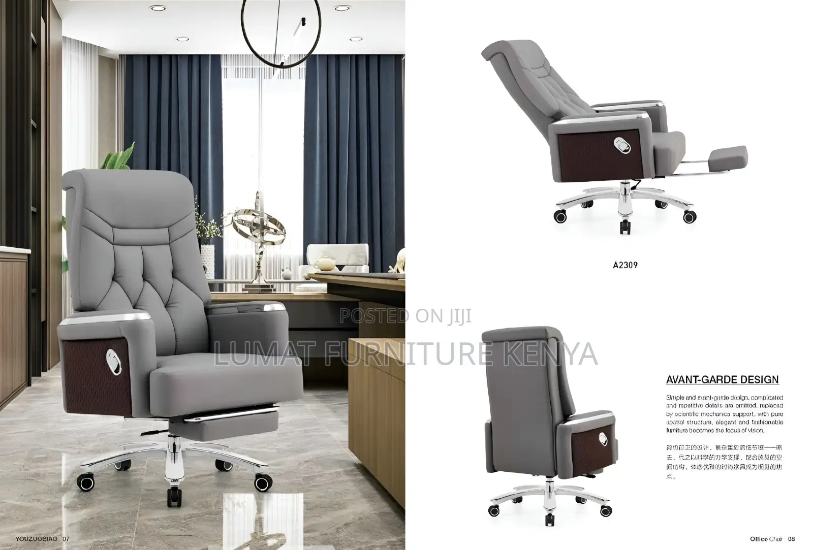 Footrest Reclining Boss Leather Office Seat