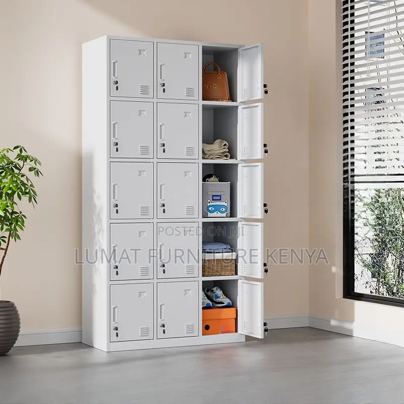 Metallic 15-Locker Office Cabinet – Durable Secure