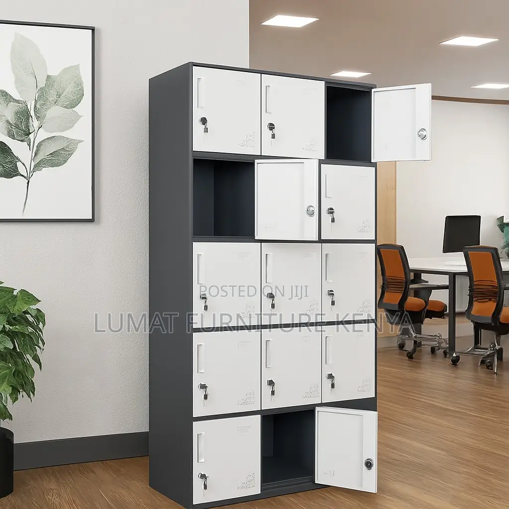 Metallic 15-Locker Office Cabinet – Durable Secure